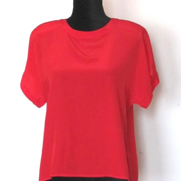 Spenser Jeremy Tops - Vintage Silk Red Short Sleeve Blouse Medium